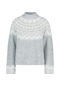 BETTY & CO - Strickpullover mit Jacquard - Grau/Weiß