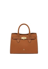 AIGNER FARAH - Henkeltasche, Rindsleder, Magnetdruckknopf, für Damen - 035 COGNAC BROWN
