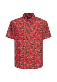 KING KEROSIN - Kurzarmhemd mit Allover-Print im Biker-Stil Biker Soul - rot