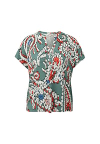 s.Oliver - T-Shirt, Split-Neck, für Damen - 65A1  BLUE GREEN