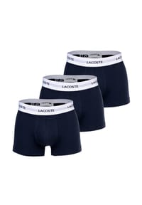 LACOSTE - Herren Boxershorts, 3er Pack - Trunks, Cotton Stretch, Logobund - BLACK/WHITE/GREY