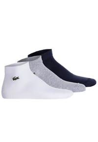 LACOSTE - Unisex Sneakersocken, 3er Pack - Baumwollmischung, einfarbig, Logo - Schwarz
