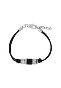 TOM TAILOR MEN - Herren Armband, Leder mit Edelstahl - SCHWARZ