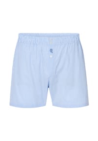 El Búho NOCTURNO® - Klassiche Herren-Boxershorts, Popeline-Stoff, Baumwolle, gestreift - hellblau/weiß