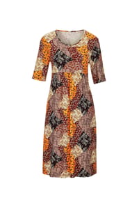 GOLDNER - Druckkleid im Mustermix - braun / gemustert