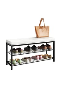 VCM. - Schuhregal | Maße ca. H. 48 x B. 90 x T. 30 cm | Sitzbank im Industrie Style Design | Schuhbank - Taliro - Honig-Eiche