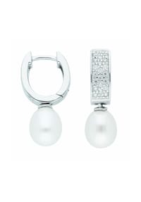 Adelia's - 925 Silber Ohrringe / Creolen mit Zirkonia Ø 11,5 mm - silber