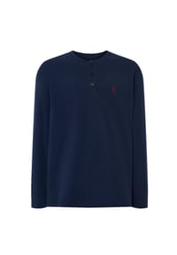 El Búho NOCTURNO® - Herren-Pyjamaoberteil, Langarm, Baumwolle - Blau