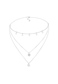elli. - Halskette Kreis Rund Coin Choker Layer Vintage 925 Silber - Gold