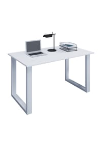 VCM. - Holz Schreibtisch | H. 76 x B. 110 x T. 80 cm | Computertisch schlicht | Füße aus hochwertigem Metall | Arbeitstisch | Büromöbel - Lona U - Schwarz / Anthrazit