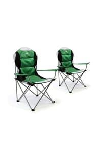 VCM. - 2er Set Deluxe Campingstuhl | grün schwarz  | gepolstert | klappbar | Armlehne mit Getränkehalter | Maße L 57cm x B 90cm x H 110 cm - Grün