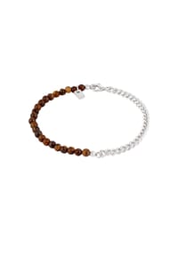 KUZZOÍ - Armband Tigerauge Perlen Braun 925 Sterling Silber - Gold