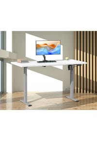 VCM. - Höhenverstellbarer Schreibtisch | stufenlos 71-120 cm elektrisch höhenverstellbar | Computerisch Maße 140x80 | Bürotisch Lona - Schwarz / Anthrazit