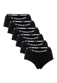 G-STAR RAW - Damen Hipster Slips, 6er Pack - Hipster, Cotton Stretch, Logo, einfarbig - Schwarz