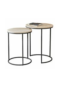 LOBERON - Beistelltisch 2er Set Émorieux beige/schwarz - beige/schwarz