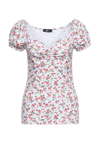 QUEEN KEROSIN - T-Shirt mit verspieltem vintage All-over-Print Deer - offwhite