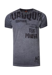 RUSTY NEAL® - T-Shirt mit coolen Schriftzügen - Anthrazit