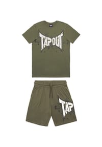 TAPOUT® - Herren T-Shirt & Shorts Set normale Passform DUNLAB - Anthracite/White