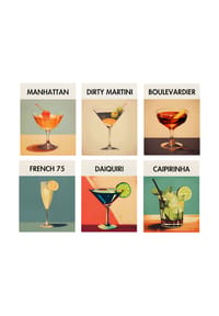 ARTNANAS - ARTNANAS Mini Malen nach Zahlen 6er Set-"Cocktails Pop Art 4"ohne Rahmen in 15*15CM - 