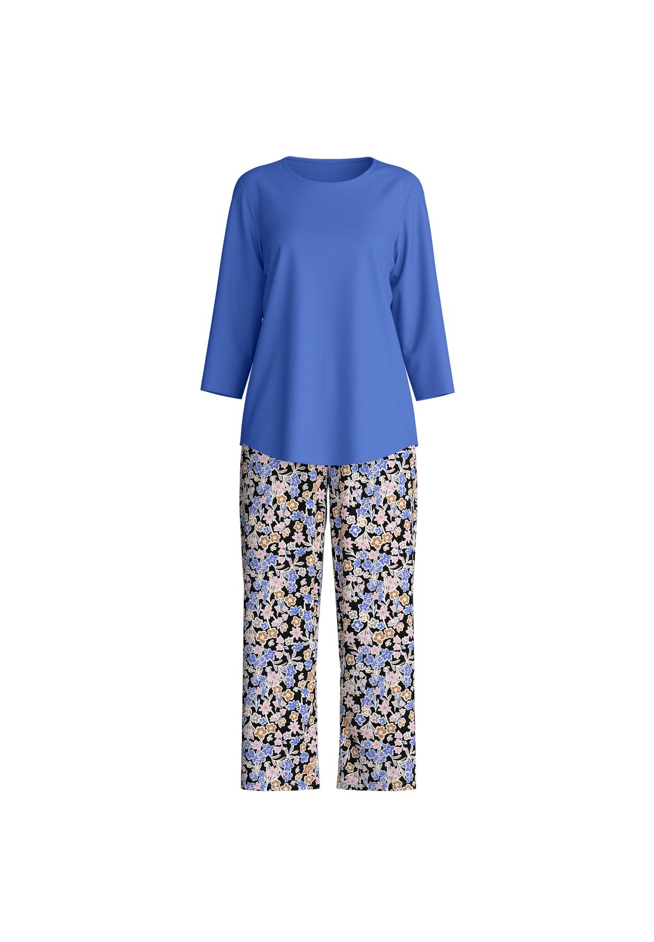 Calida Damen Blau Capri-Pyjama "Flower Dreams", Gr. Xs (36/38), (Deep Cobalt), Interlock, Obermaterial: 100% Baumwolle, Bequem 7/8-Länge, Rundhals... - Bild 3