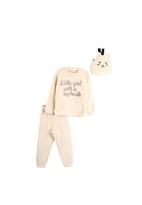 Solang - Freizeitanzug mit Glitzer-Schriftzug - Beige