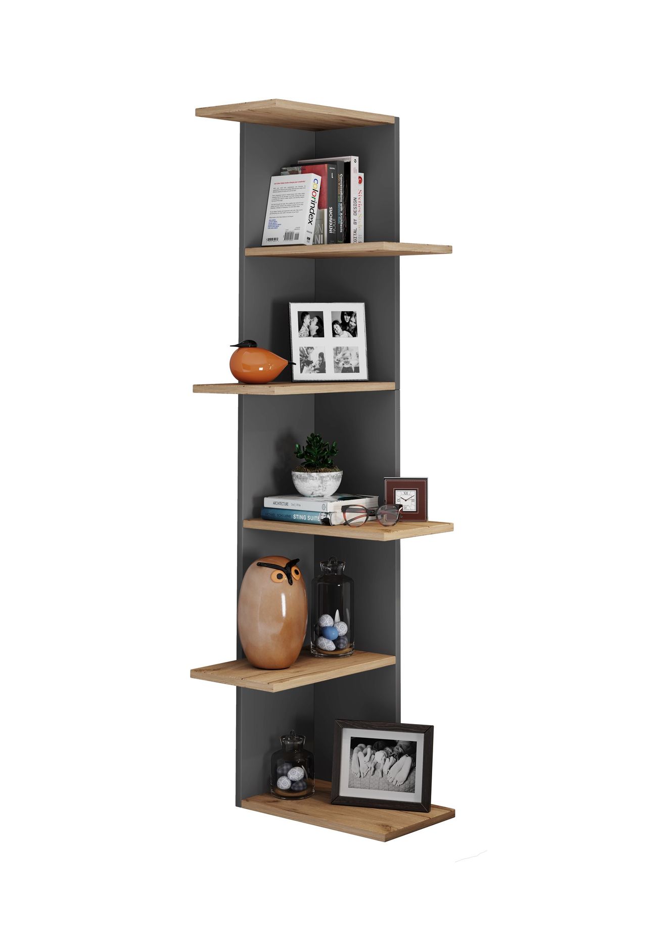 Libreria VCM Blina 119x60x20 Cm Legno Sonoma: Scaffale Salvaspazio, 5 Ripiani, Anche Divisorio