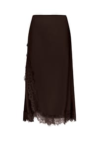 zero - Satinrock mit Spitze - Chocolate Plum