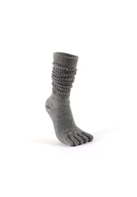 MUNADUNA - Yoga-/Pilates-Zehen-Socken – Stulpen-Optik - Silberionen-Garn Yoga-Socken,Anti-Rutsch,PVC-Noppen - Grau