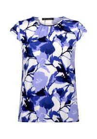 BETTY BARCLAY - Rundhals-Shirt mit Raffung - Weiß/Blau