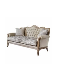 LOBERON - Sofa Malabon leinen/braun/blau - leinen/braun/blau