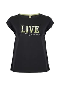 ROADSIGN® australia - Damen T-Shirt Shine mit U-Boot-Ausschnitt & Strassprint - schwarz