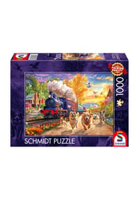 Schmidt - Bilderpuzzle "Hunderennen mit Dampflok", 1000 Teile - 