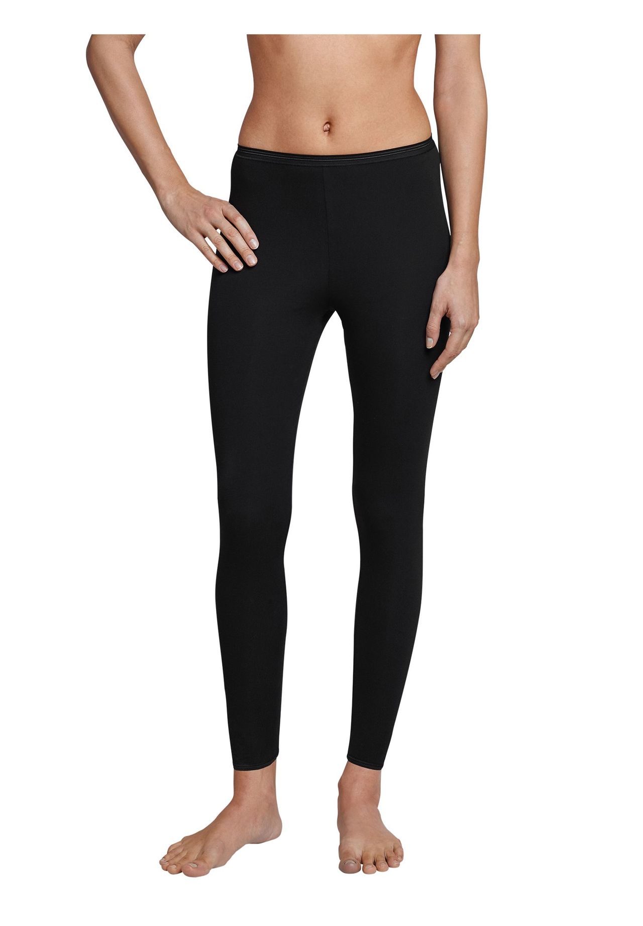 Schiesser Luxury Pants Lang, Formstabil, Feinripp, FüR Damen, Schwarz, 46