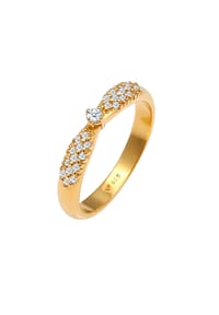 elli. DIAMONDS - Ring Verlobung Glamour Diamant (0.16 Ct) 925 Silber - Gold