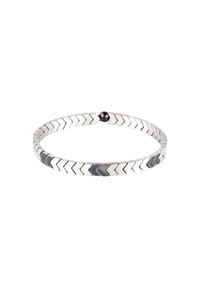 KUZZOÍ - Armband Synthetischer Hämatit Grau 925 Sterling Silber - Silber