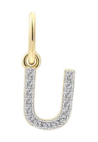 XENOX - Damen Anhänger Buchstabe U, 925er Silber - GELBGOLD