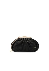 Kazar - Schwarze Lederhandtasche mit Metallrahmen - Schwarz
