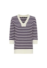 olsen - Pullover mit Streifen und V-Ausschnitt - Plum