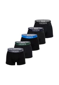 LACOSTE - Herren Boxershorts, 5er Pack - Trunks, Casual, Cotton Stretch, Logobund - Blau/Grün/Rot