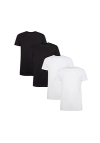 Bamboo basics© - Damen T-Shirt KATE, 4er Pack - Unterhemd, Rundhals, Single Jersey - Schwarz