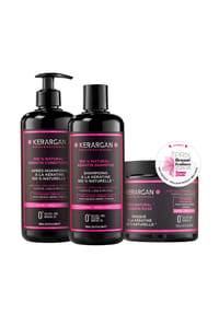KERARGAN - Trio Shampoo, Spülung & Maske mit Keratin - weiß