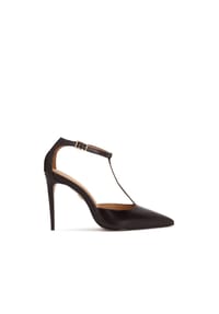 Kazar - Schokolade T-strap Pumps mit Gürtel - Braun