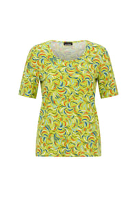 GOLDNER - Kurzgröße:  Viskoseshirt mit frischem All-over-Print - hellgrün / terrakotta / blau / gemustert