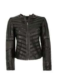 Mauritius LEATHERWEAR - Damen Lederjacke Lammnappa Materialmix schwarz - schwarz