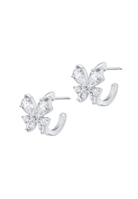 LEIS - Steckcreolen 925/- Sterling Silber 4 Zirkonia - silber