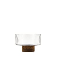 ALMINA® - Terra Bowl Piccola Glasschale mit Akazienholz - Servier- & Dekoschale, 14 x 10 cm - Transparent-Braun 14 x 10 cm