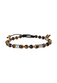 Adelia's Men Bold Style - Armband – Kugelarmband aus Edelstahl mit Tigerauge 19,5 cm - silber