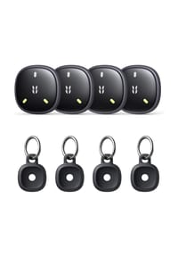 MANIKE - FineTrack Mini 2 – Smart Finder & GPS Tracker für Apple Find My (Nur iOS), 4er-Pack, 110 dB Signalton, IP68 Wasserdicht, Schlüsselfinder für Koffer & Rucksack - Schwarz