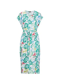 GOLDNER - Kurzgröße:  Grünes Midikleid mit floralem Muster - grün / gemustert