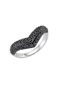 GIORGIO MARTELLO MILANO - Ring mit Zirkonia oder schwarzem Spinell, Silber 925 - schwarz